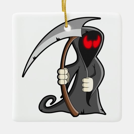 Gothische Cartoon Grim Reaper Halloween Keramisch Ornament (Voorkant)