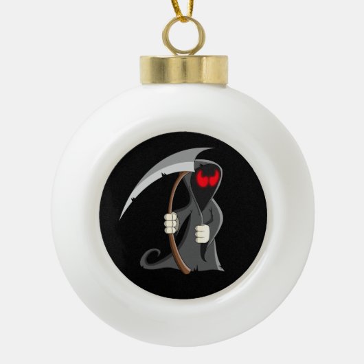 Gothische Cartoon Grim Reaper Halloween Keramische Bal Ornament (Voorkant)