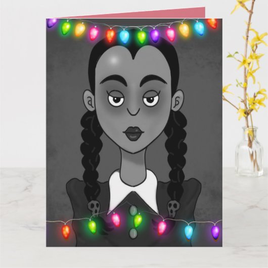 GOTHISCHE CREEPY GIRL CHRISTMAS CARDS KAART (Gele Bloem)