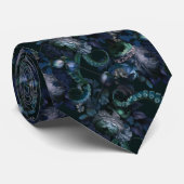 Gothische Cthulhu Turquoise Tentakel Bloemen Monog Stropdas (Opgerold)
