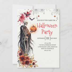 Gothische dame skelet Halloween-feest uitnodiging