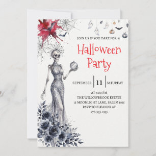 Gothische dame skelet Halloween-feest uitnodiging