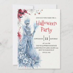 Gothische dame skelet Halloween-feest uitnodiging