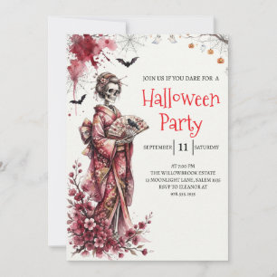 Gothische dame skelet Halloween-feest uitnodiging