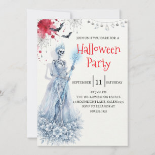 Gothische dame skelet Halloween-feest uitnodiging