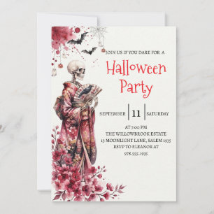 Gothische dame skelet Halloween-feest uitnodiging