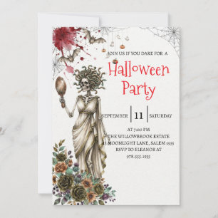 Gothische dame skelet Halloween-feest uitnodiging