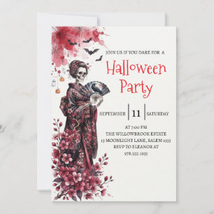 Gothische dame skelet Halloween-feest uitnodiging