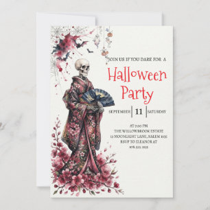 Gothische dame skelet Halloween-feest uitnodiging