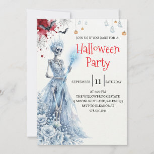 Gothische dame skelet Halloween-feest uitnodiging