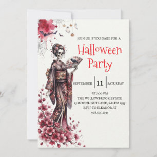 Gothische dame skelet Halloween-feest uitnodiging
