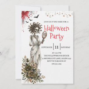 Gothische dame skelet Halloween-feest uitnodiging
