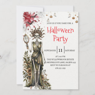 Gothische dame skelet Halloween-feest uitnodiging