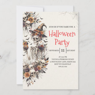 Gothische dame skelet Halloween-feest uitnodiging