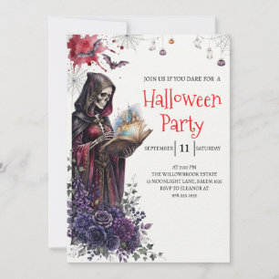 Gothische dame skelet Halloween-feest uitnodiging