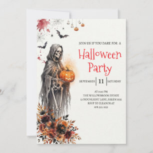 Gothische dame skelet Halloween-feest uitnodiging