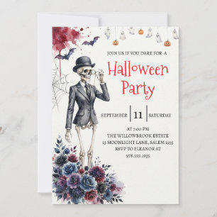 Gothische dame skelet Halloween-feest uitnodiging