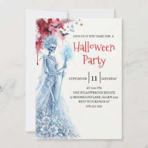 Gothische dame skelet Halloween-feest uitnodiging