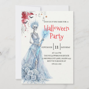 Gothische dame skelet Halloween-feest uitnodiging