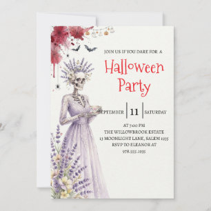 Gothische dame skelet Halloween-feest uitnodiging