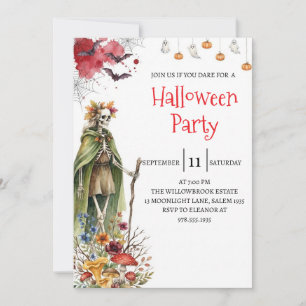 Gothische dame skelet Halloween-feest uitnodiging