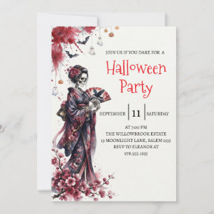Gothische dame skelet Halloween-feest uitnodiging