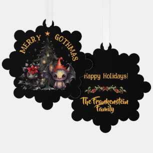 Gothische Diertjes En Kerstboom Ornament Kaart