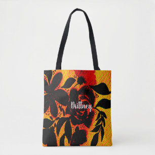 Gothische donkere bloemenscherm tote bag