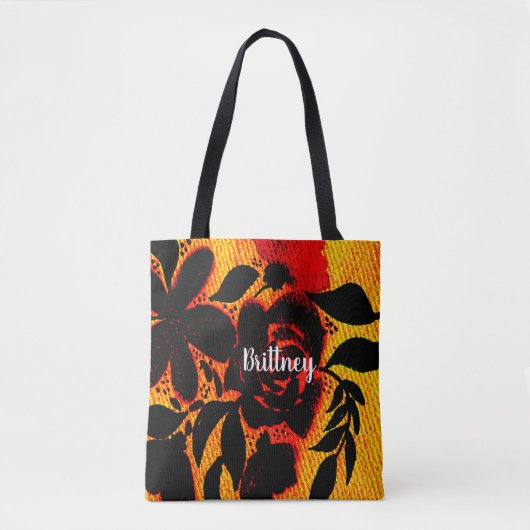 Gothische donkere bloemenscherm tote bag (Voorkant)