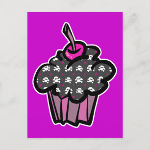 gothische doodshoofd kruisbeenderen cupcake briefkaart