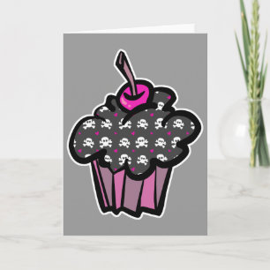 gothische doodshoofd kruisbeenderen cupcake kaart