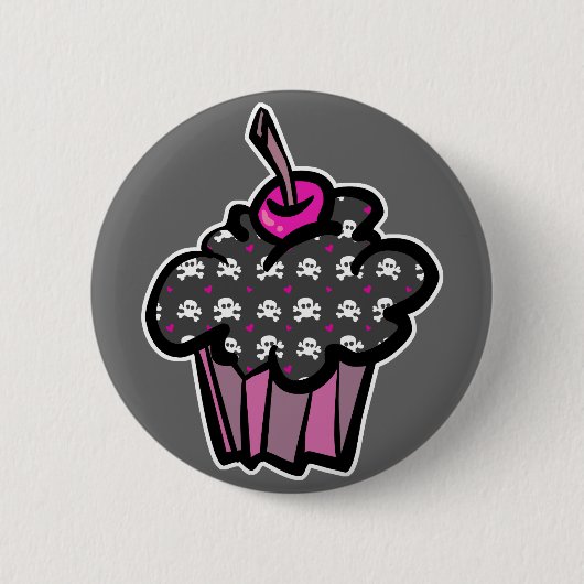 gothische doodshoofd kruisbeenderen cupcake ronde button 5,7 cm (Voorkant)