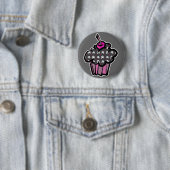 gothische doodshoofd kruisbeenderen cupcake ronde button 5,7 cm (In situ)