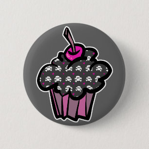 gothische doodshoofd kruisbeenderen cupcake ronde button 5,7 cm