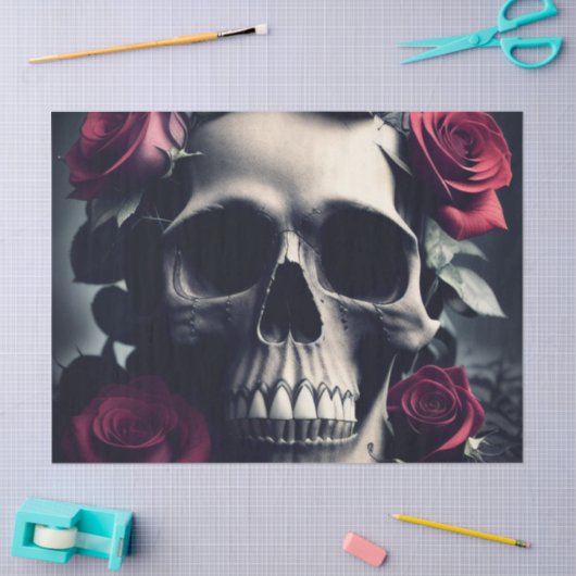 Gothische doodskull en Rozen Tissuepapier (Craft)