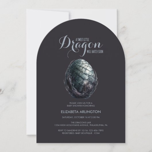 Gothische Draken Ei Baby Shower Uitnodiging (Voorkant)