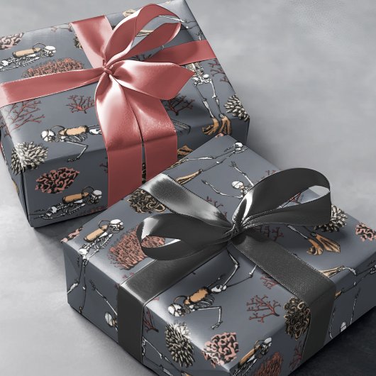 Gothische Duikersskeletten Cadeaupapier