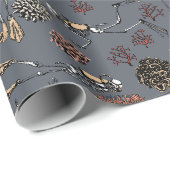 Gothische Duikersskeletten Cadeaupapier (Rol Hoek)