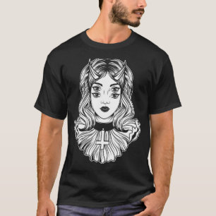 Gothische Duivel Meisje Satanisch Goth Occult Occu T-shirt