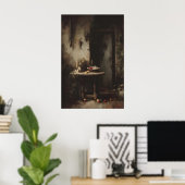 Gothische eetkamer wandkunst, kaarsverlichte keuke poster (Thuiskantoor)