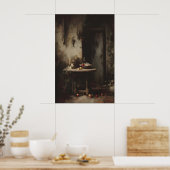 Gothische eetkamer wandkunst, kaarsverlichte keuke poster (Keuken)
