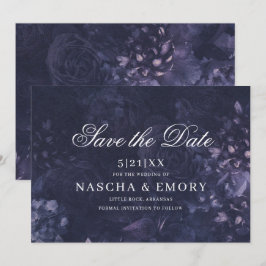 Gothische Elegante Donkerpaarse Bloemrijke Boho Br Save The Date