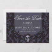 Gothische Elegantie Paarse Boho Schedel Bewaar de  Save The Date (Voorkant)