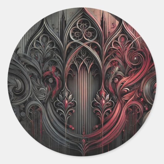 Gothische Elegantie Ronde Sticker (Voorkant)