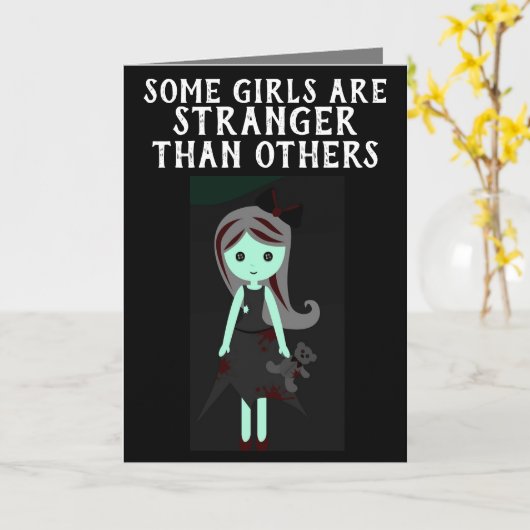 GOTHISCHE EMO GIRL HALLO KAART (Gele Bloem)