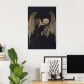Gothische engel spiegel reflectie skelet kunst poster (Thuiskantoor)