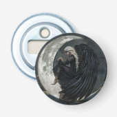 Gothische engel zittend op de maan button flesopener (Voorkant)