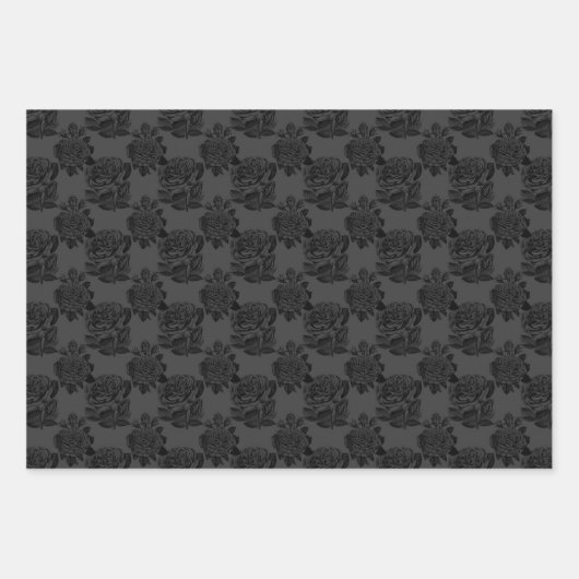 Gothische esthetische Rozen Matte Grey & Black Inpakpapier Vel (Voorkant 3)