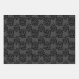 Gothische esthetische Rozen Matte Grey & Black Inpakpapier Vel