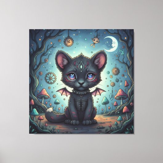 Gothische Fantasy Baby KitBat Canvas Afdruk (Voorkant)